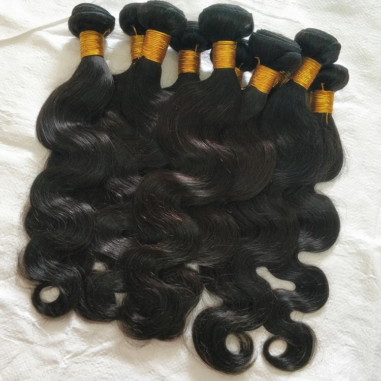 

Letsfly 10pcs cabelo humano hair wholesale natural black 10-30inch Cheap body wave virgin brazilian hair extension