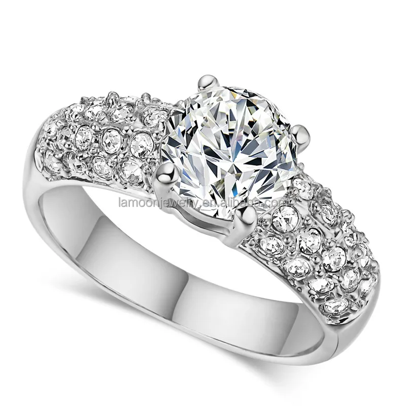 

Top Quality Classical 18K Gold & White Gold Plated CZ Diamond Wedding Ring Wholesale For Women R070