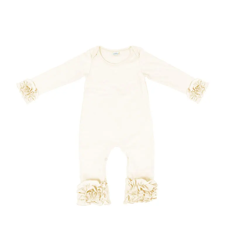 

Wholesale boutique autumn baby clothes jumpsuit milk white towel girl romper icing legging ruffle romper baby girl, Picture