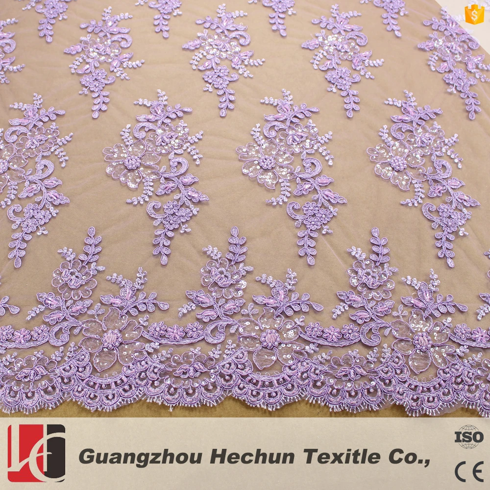 

HC-0579 HeChun customized purple embroidery African lace fabric