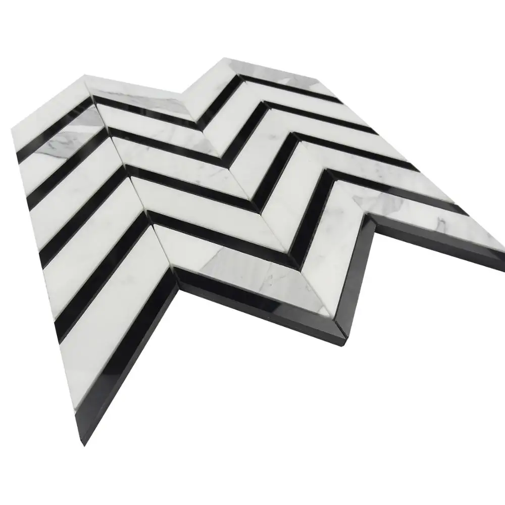
Black abd white marble mosaic herringbone mosaic for wall decoration 