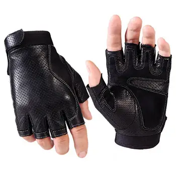 half finger leather driving gloves