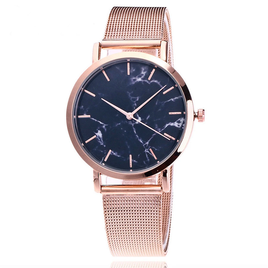 

Fashion watch Women's Gold Marble Mesh Band Round Dial Analog Quartz Wrist Watch Popular Product, 4 color as the picture