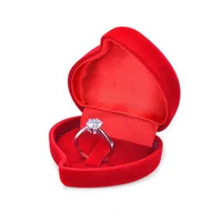 

High Quality Red Suede Heart Shaped Wedding Jewelry Ring Velvet Box