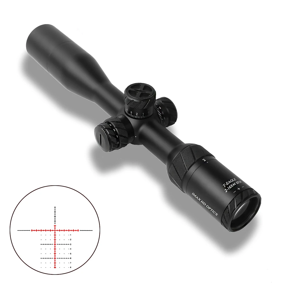 

Hunting Optics T-EAGLE IMAX ED 2-16x44SFIR For PCP Airgun Riflescope Tactical Rifles Scope Light Red Green hunting optics sight, Black