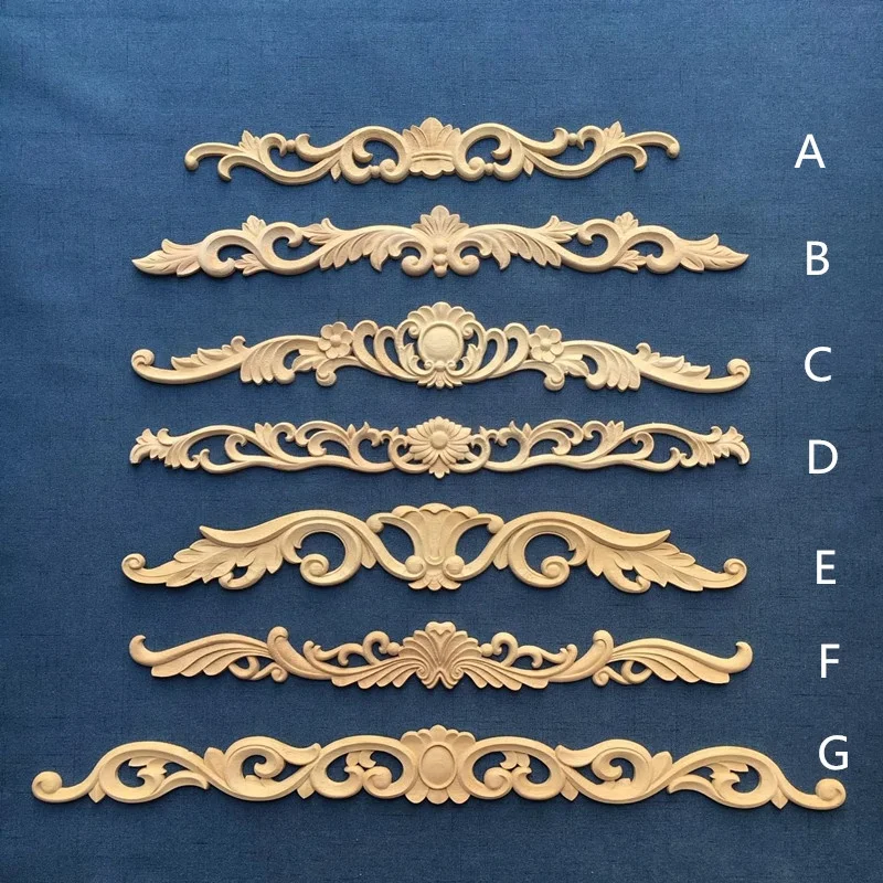 
CNC carved Rubber wood appliques and onlays for home decoration 