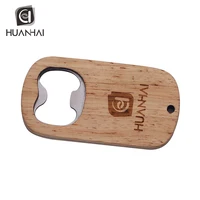 

Huanhai logo show customized laser engraving wooden beer wine bottle opener