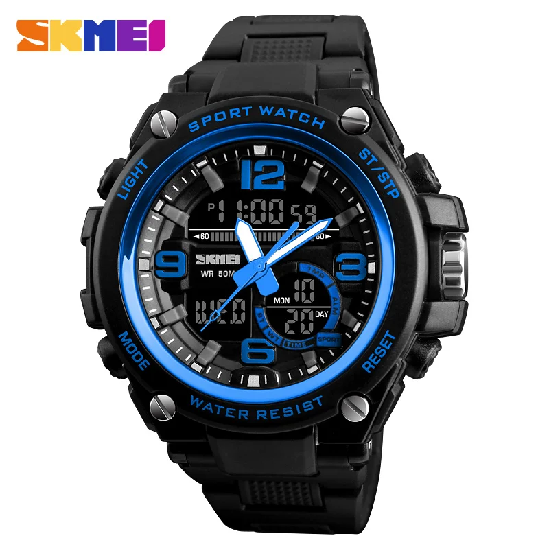 

SKMEI 1340 wristwatches Promotional gifts 2018 plastic material black color sport analog digital watches men montre homme