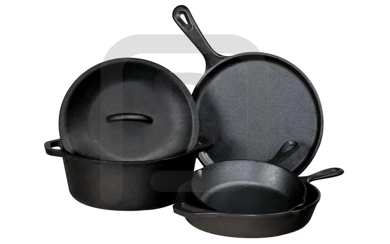 Rectangular Enamel Coated Cast Iron Deep Fry Pan With Removable Wooden