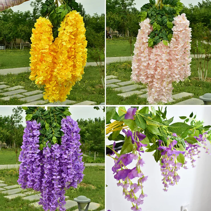 Fc5101 Hanging Wisterias Wedding Decor Artificial Silk Wisteria Bonsai