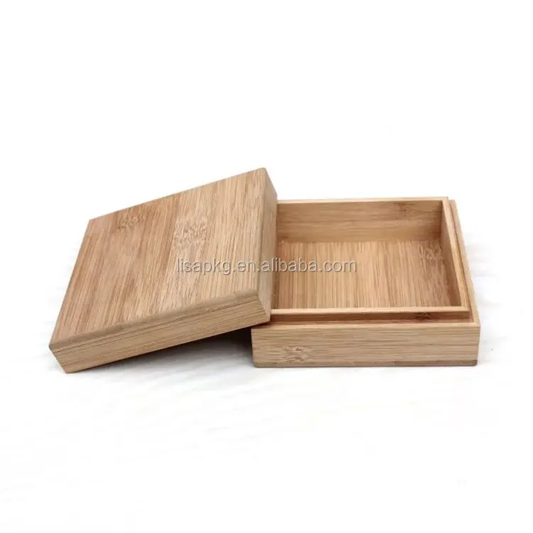
Custom Storage Gift Square Packaging Bamboo Wooden Box With Lids 