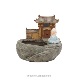 Image of Roogo resin stone flower pots indian temple monk