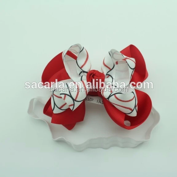 

baseball ribbon hair bows with hairbands for baby, As your require