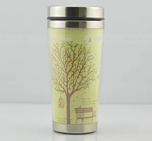 Image of Wholesale Custom logo promotional gifts 450ml 15oz double wall DIY storyboard stainless steel paper insert coffee tumbler