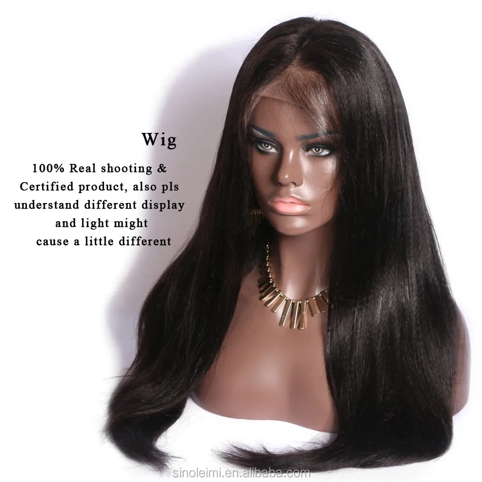 

LM Hair yaki straight lace wig pre plucked natural hairline human lace front wig for black women