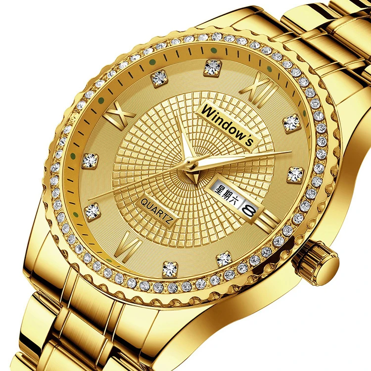 

30M waterproof couple diamonds gold watch quartz movement luxury fashion men women wristwatches, Customized colors