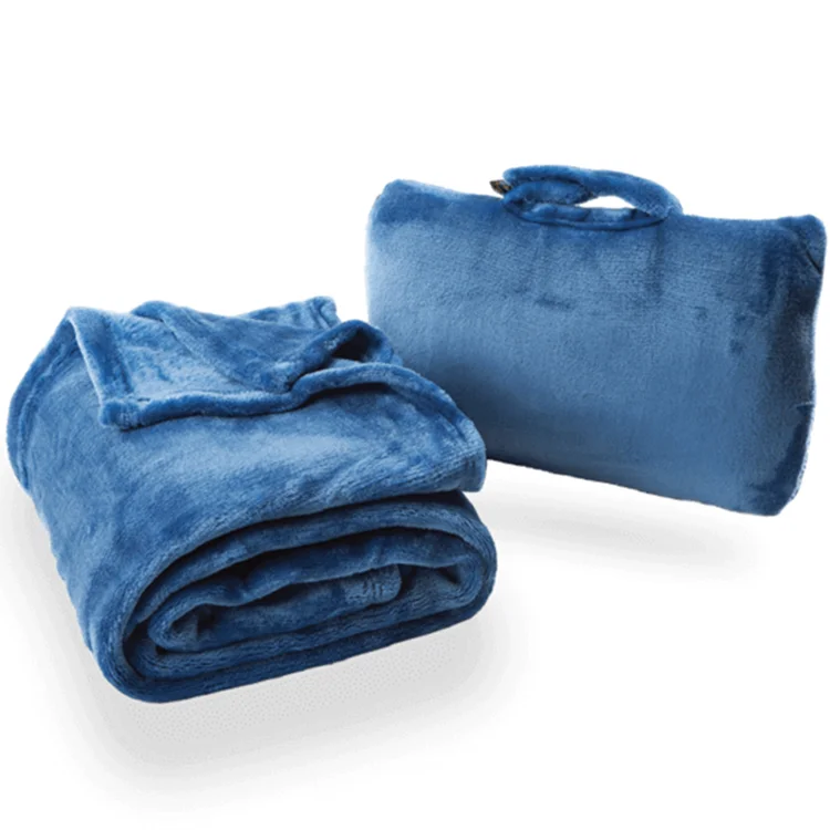 Fleece 2 In 1 Pillow Travel Blanket Soft Foldable Custom Airplane