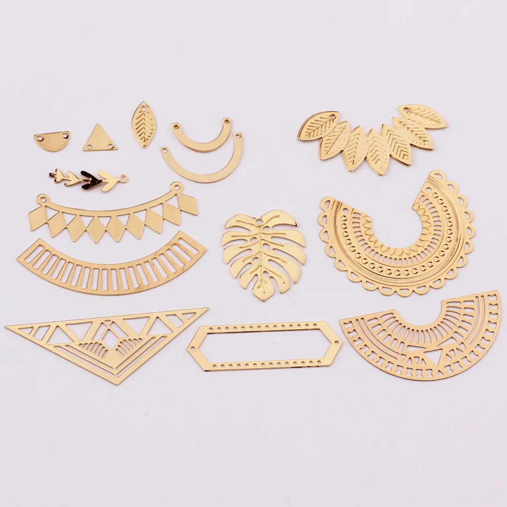 

Factory Made Any Shape Computer Gold Color Craft Brass Metal Filigree Connectors For Diy Hairpin Headwear