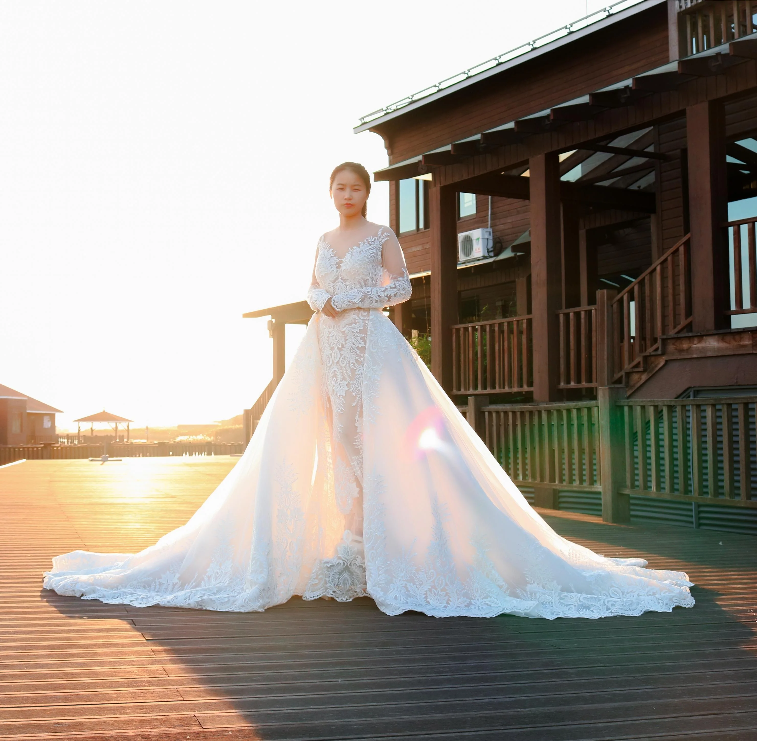 

2019 latest design wedding dress bridal gown ivory vestido de noiva with detachable train