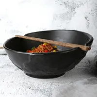 

Factory direct wholesale japanese style ceramic stone texture noodle bowl,matte black and white porcelain ramen bowl set