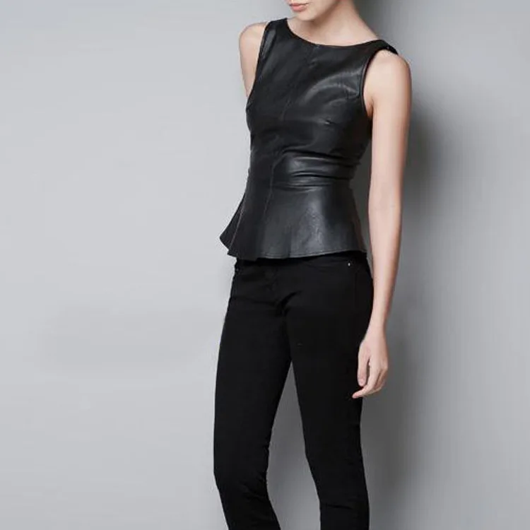 Compra cuero peplum top online al por mayor de China
