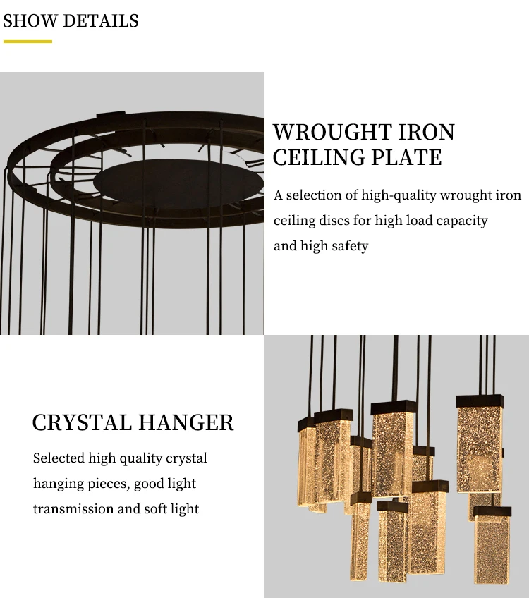Crystal suspension chandelier lighting