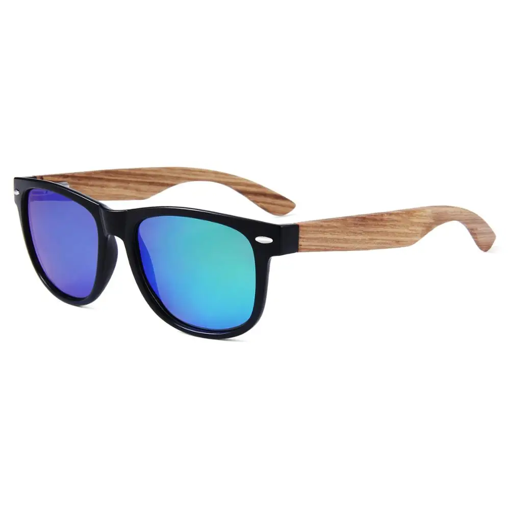 

fashionable spring hinge designer style wood leg sunglass, Red mirror lens