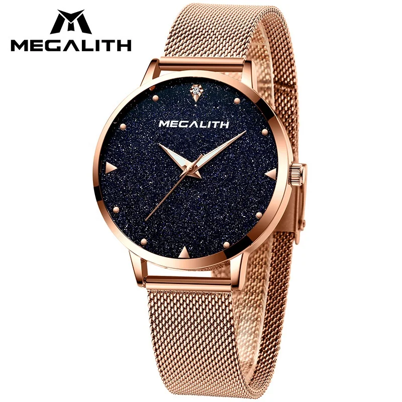 Megalith Brand Rose Gold Quartz Women Watches Luxury Steel Clock Bracelet Ladies Wrist Watches Female Sport Relogio Reloj