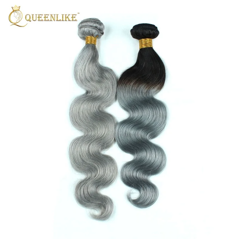 

Brazilian silky straight grey human remy hair extensions, 1b-grey color