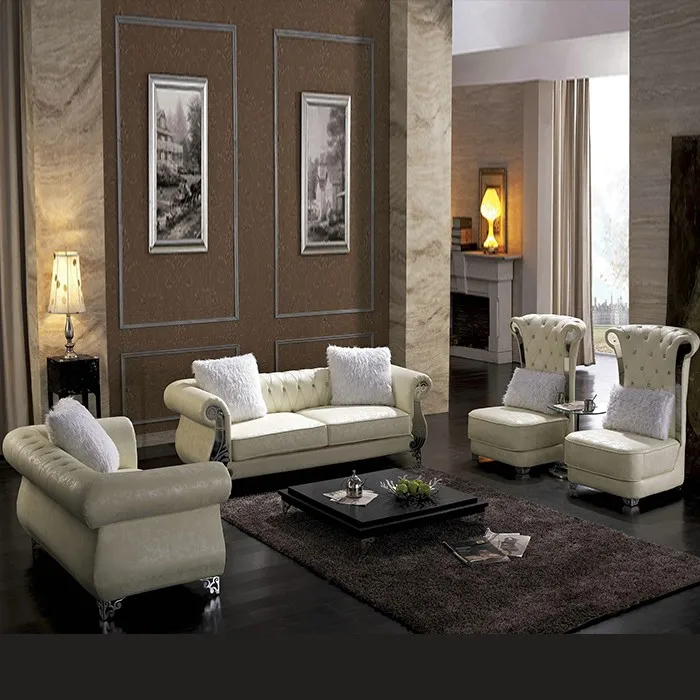 Royal Elegant Living Room Furniture Sets Full Leather Sofa Love Set