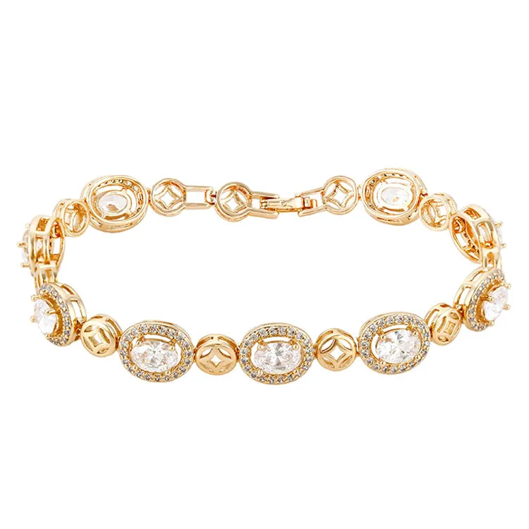 

74606 fashion costume stretch jewelry 18k gold bead diamond bracelet