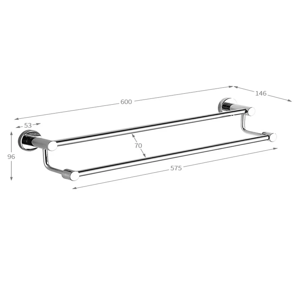 24" Stainless Steel Extension Double Towel Bar Chrome