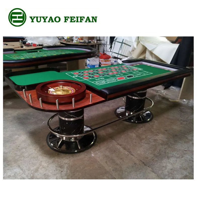 Deluxe Real Wooden Gambling Casino Poker Tables With Roulette Wheel