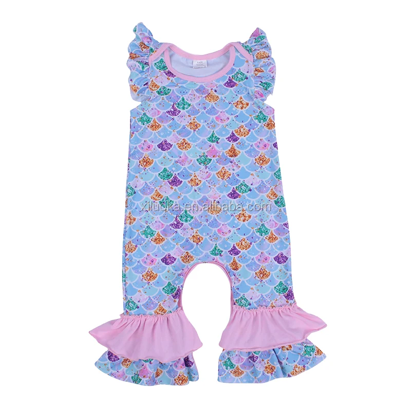 

Toddler infants cute clothes popular mermaid sequin fish scales baby summer romper, Picture