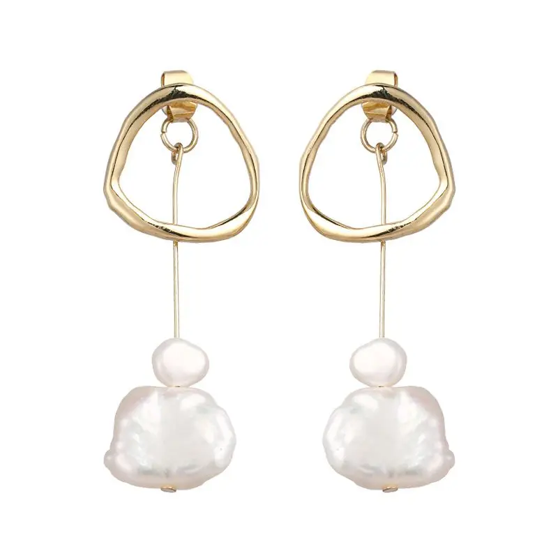 

Women Elegant 14K Gold Plated Pearl Dangle Earring S925 Sterling Silver Natural Freshwater Pearl Drop Earring