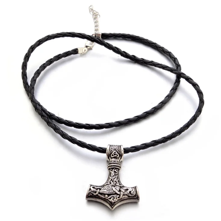 

Man Viking Norse Thor'S Hammer Mjolnir Pendant Scandinavian Jewelry Necklace, Old-gold;old-silver