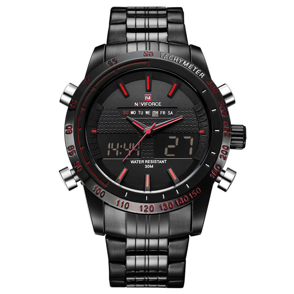 

2017 NAVIFORCE 9024 Men Watches Full Steel Men's Quartz Hour Clock Analog LED Sports Military Wrist Watch Relogio Masculino, 4 color choose