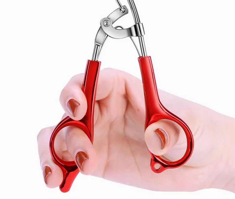 

Wholesale Custom Stainless Steel Lash Curler Makeup Red Eyelash Curler Beauty Tools with Silicone Pad