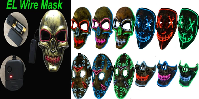 Sound Reactive LED Halloween Masks, Voice Control Mask for Festival,Party,Halloween,Dance Ball,Cosplay