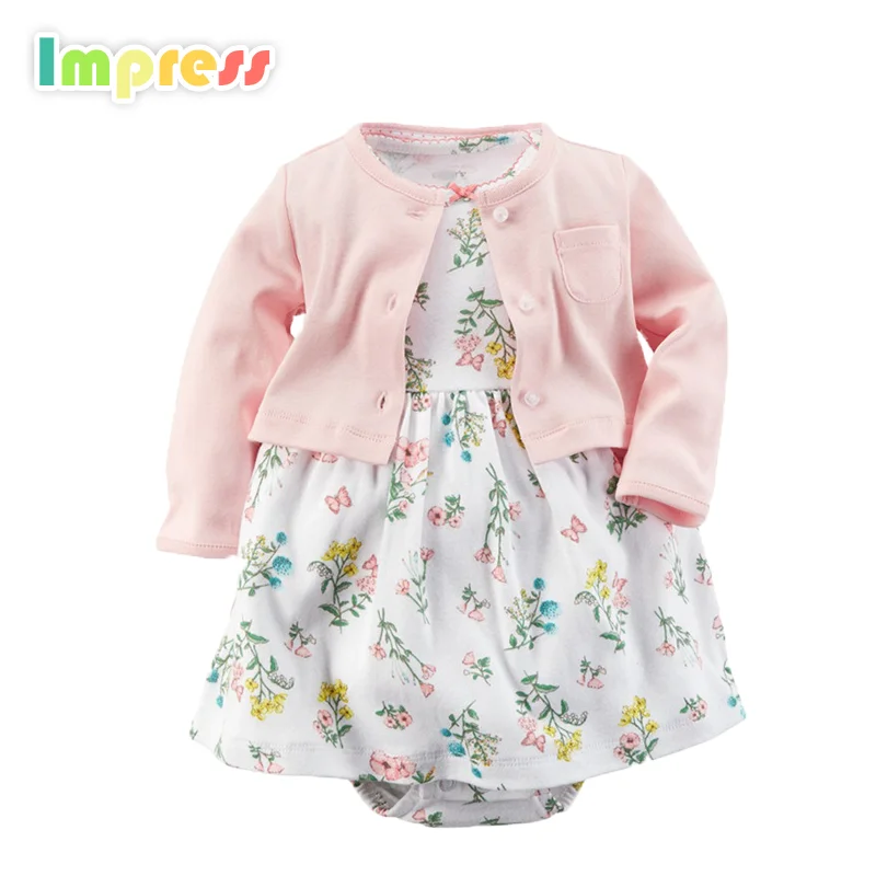 

Long sleeve baby clothing sets cotton baby bodysuit with dress