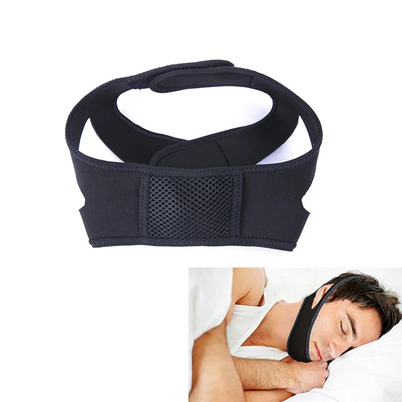 

Factory Direct Sale Adjustable Triangle Stop Anti Snoring Device Jaw Fixed Headband Anti Snore Chin Strap Naturally Sleep, Black