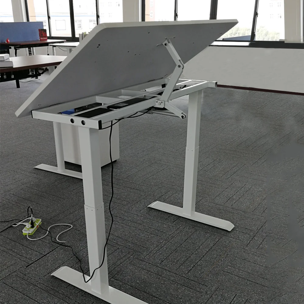 Electric Dual Motor Height Adjustable Sit Stand Tilting Drawing Desk Buy Standing Desk With