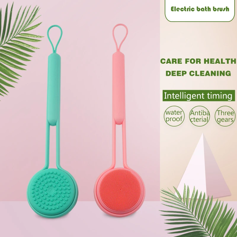 2019 Silicone Bath Brush Long Handle Rotating Shower Massage Brush