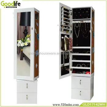 Rotating Mirror Jewelry Armoire With Drawers Gld17142 From