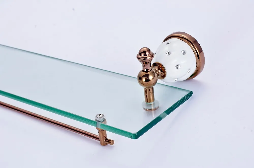 Fapully Modern Bathroom Decorative Single Layer Wall Rose Gold Glass