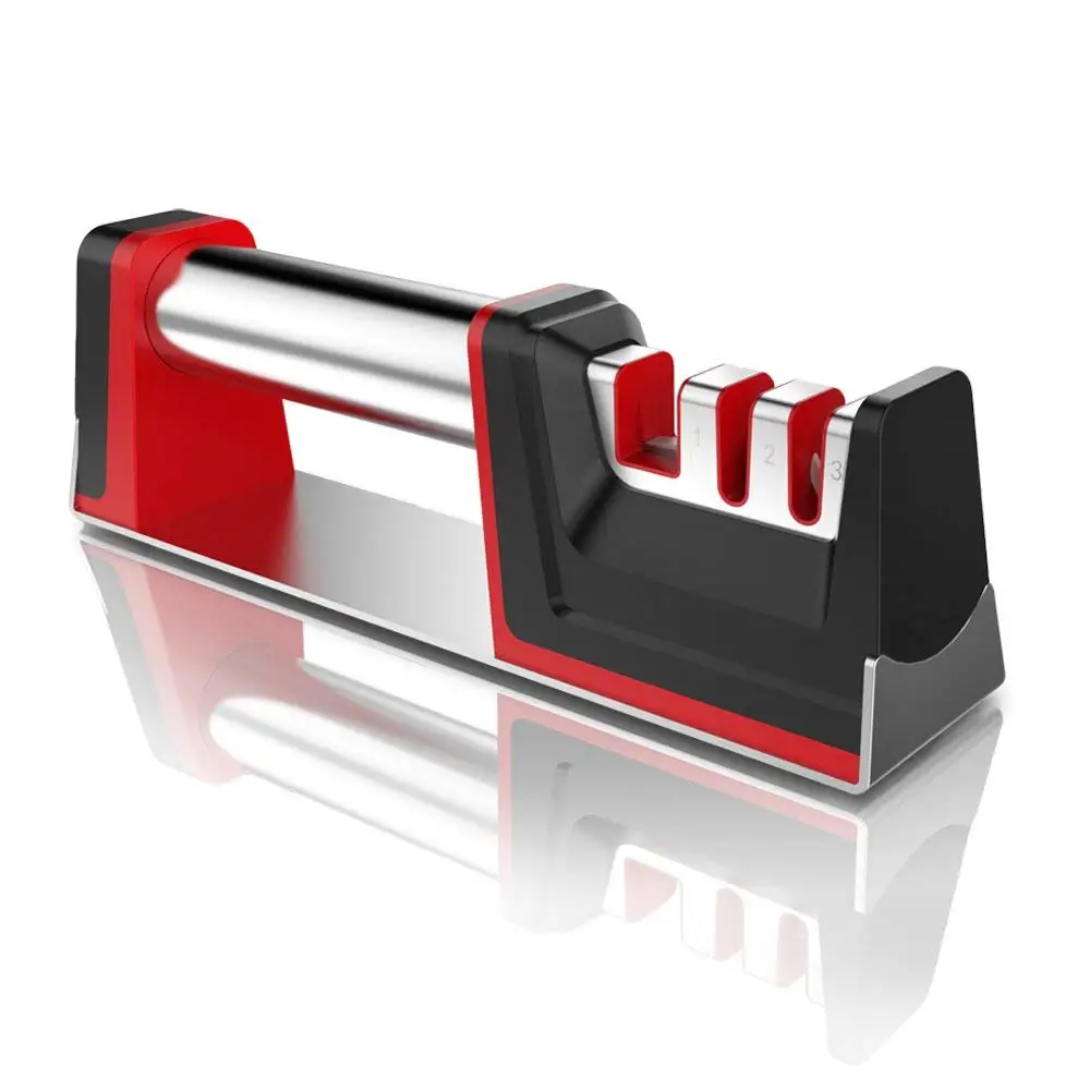 

Professional Kitchen 3 stage stainless steel diamond knife sharpener with heavy duty handle