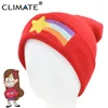 CLIMATE Girls Women Winter Hat Beanie Gravity Falls Mabel Pines Hat Mabel Dipper Warm Knit Beanie Red Star Anmation Nice Red Hat