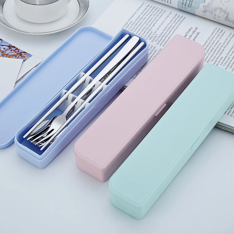 

Camping cutlery 2P set 304 stainless steel spoon chopsticks with gift box