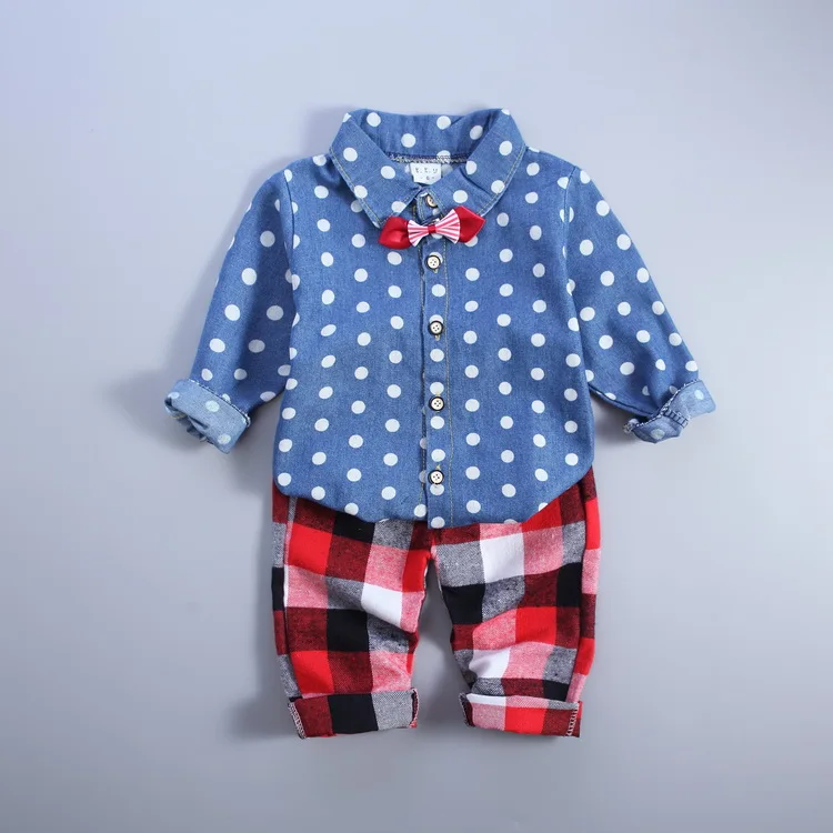 

Wholesale Children Girls Long Sleeve Shirt And Plaid Pant Clothing Set Stock Lot, As pictures or as your needs