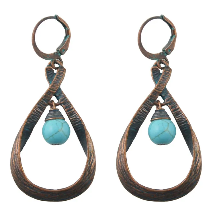 

6 Style Exaggerated Turquoise Earrings Geometric Carved Layout Irregular earrings, A ,b ,c ,d ,e ,f ,as the pictures show